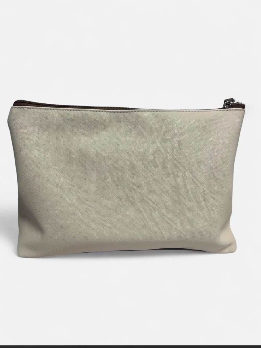 Everyday Cream Cosmetic Pouch with Brown Trim
